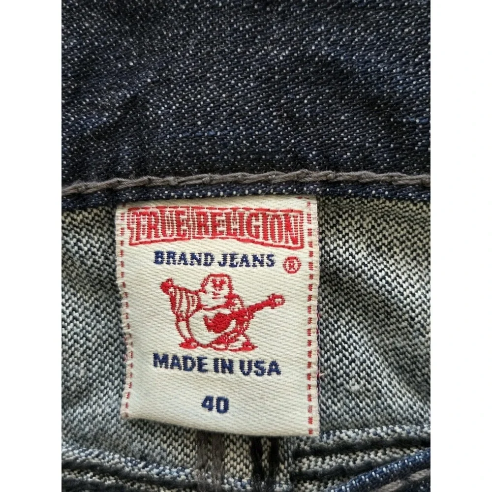 True Religion Ricky Big QT Jeans Men's 40 Medium Blue Thick Stitch Made in USA